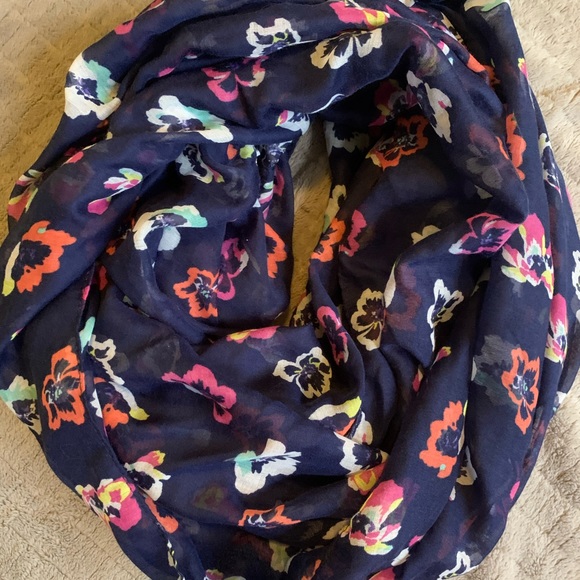 None Accessories - Navy Pansy Infinity Scarf